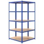 Estantería esquina 5 niveles madera contrachapada y acero azul de vidaXL, Estanterías industriales - Ref: Foro24-152889, Prec...