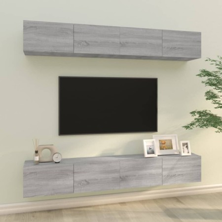 Muebles de TV 4 piezas gris Sonoma 100x30x30 cm de vidaXL, Muebles TV - Ref: Foro24-3114196, Precio: 176,99 €, Descuento: %