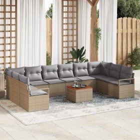 Conjunto de sofás de jardín 11 pcs Beige ratán sintético en Sofás de exterior | Comprar online en Foru.es