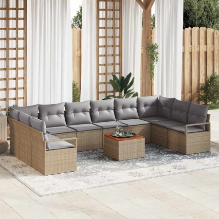 Conjunto de sofás de jardín 11 pcs Beige ratán sintético en Sofás de exterior | Comprar online en Foru.es
