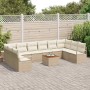 Conjunto de sofá de jardín con cojín 11 pcs Beige Poliratán en Sofás de exterior | Comprar online en Foru.es