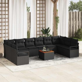 Conjunto de sofás de jardín 11 pcs Negro ratán sintético en Sofás de exterior | Comprar online en Foru.es