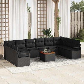 Conjunto de sofás de jardín 11 pcs Negro ratán sintético en Sofás de exterior | Comprar online en Foru.es