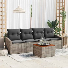Conjunto de sofás de jardín 5 pcs Gris ratán sintético en Sofás de exterior | Comprar online en Foru.es