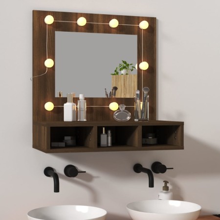 Mueble con espejo y LED marrón roble 60x31,5x62 cm de vidaXL, Tocadores de baño - Ref: Foro24-820456, Precio: 52,89 €, Descue...