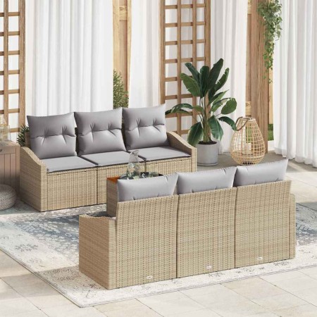 Conjunto de sofás de jardín 7 pcs Beige ratán sintético en Sofás de exterior | Comprar online en Foru.es