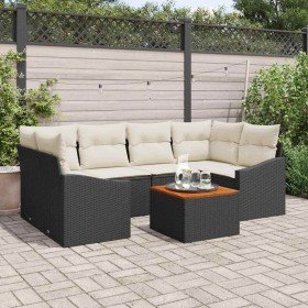 Conjunto de sofá de jardín con cojín 7 pcs Negro Poliratán en Sofás de exterior | Comprar online en Foru.es