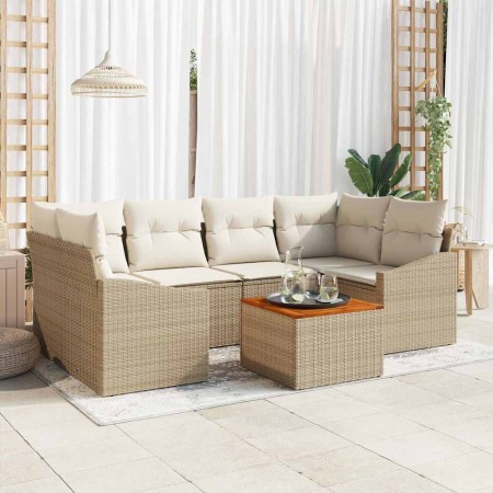 Conjunto de sofás de jardín 7 pcs Beige ratán sintético en Sofás de exterior | Comprar online en Foru.es