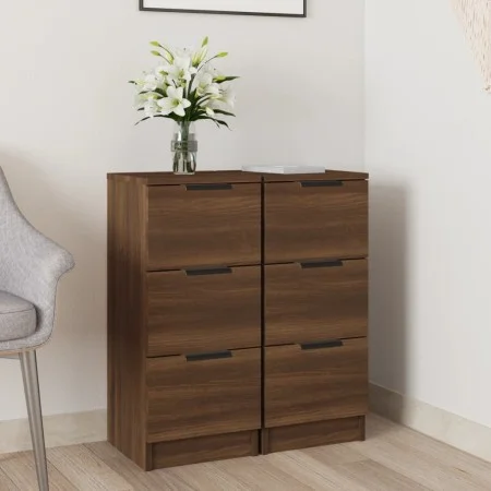 Aparadores 2 uds madera contrachapada marrón roble 30x30x70 cm de vidaXL, Aparadores - Ref: Foro24-817017, Precio: 89,33 €, D...