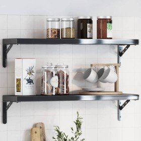 Soportes de estante 4 uds acero inoxidable negro 20x2,5x14 cm en Estanterías | Comprar online en Foru.es