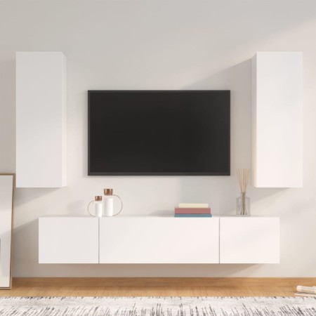 Set de muebles para TV 4 piezas madera contrachapada blanco de vidaXL, Muebles TV - Ref: Foro24-3114198, Precio: 207,01 €, De...