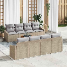 Conjunto de sofás de jardín 9 pcs Beige ratán sintético en Sofás de exterior | Comprar online en Foru.es