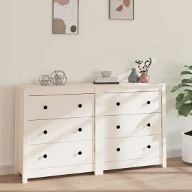 Solid white pine wood sideboard 140x35x80 cm by vidaXL, Sideboards - Ref: Foro24-3114080, Price: 231,61 €, Discount: %