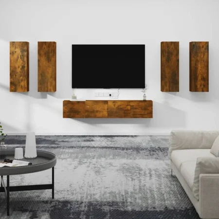 Set de muebles de TV 6 pzas madera contrachapada roble ahumado de vidaXL, Muebles TV - Ref: Foro24-3114347, Precio: 213,09 €,...