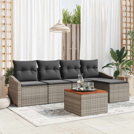 Conjunto de sofás de jardín 6 pcs Gris ratán sintético en Sofás de exterior | Comprar online en Foru.es