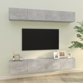Muebles de TV 4 piezas gris hormigón 100x30x30 cm de vidaXL, Muebles TV - Ref: Foro24-3114193, Precio: 178,70 €, Descuento: %