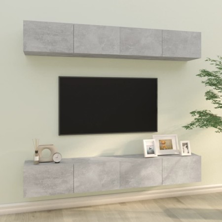 Muebles de TV 4 piezas gris hormigón 100x30x30 cm de vidaXL, Muebles TV - Ref: Foro24-3114193, Precio: 178,70 €, Descuento: %