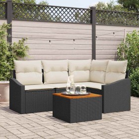 Conjunto de sofás de jardín 5 pcs Negro ratán sintético en Sofás de exterior | Comprar online en Foru.es
