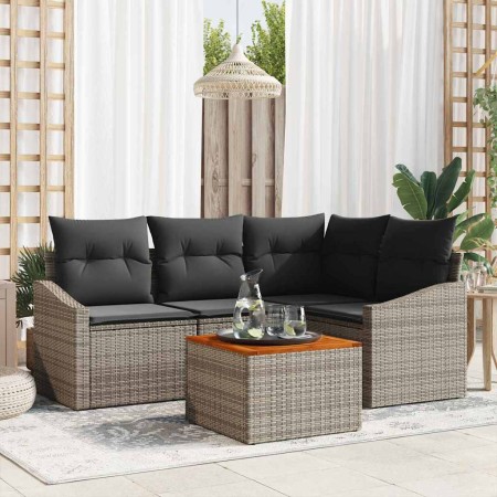 Conjunto de sofás de jardín 5 pcs Gris ratán sintético en Sofás de exterior | Comprar online en Foru.es