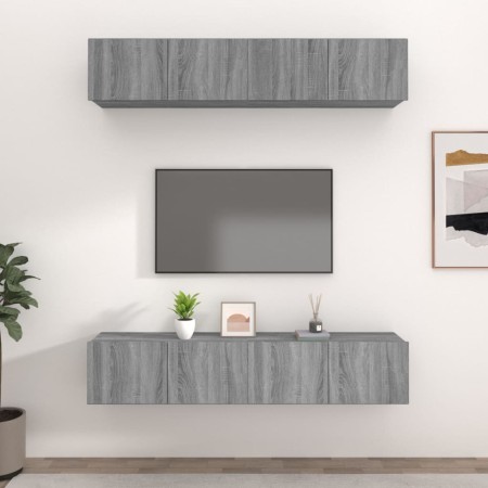 Muebles TV 4 uds madera contrachapada gris Sonoma 80x30x30 cm de vidaXL, Muebles TV - Ref: Foro24-3114188, Precio: 137,06 €, ...