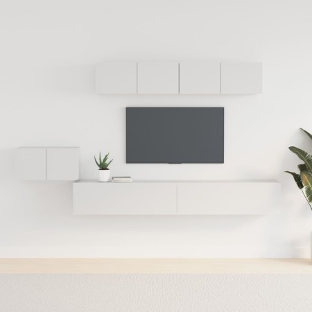 Set de muebles para TV 5 piezas madera contrachapada blanco de vidaXL, Muebles TV - Ref: Foro24-3114430, Precio: 252,65 €, De...