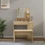 Juego de tocador con LED madera contrachapada roble Sonoma de vidaXL, Tocadores para dormitorios - Ref: Foro24-3114117, Preci...
