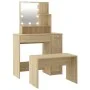 Juego de tocador con LED madera contrachapada roble Sonoma de vidaXL, Tocadores para dormitorios - Ref: Foro24-3114117, Preci...