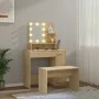 Juego de tocador con LED madera contrachapada roble Sonoma de vidaXL, Tocadores para dormitorios - Ref: Foro24-3114117, Preci...