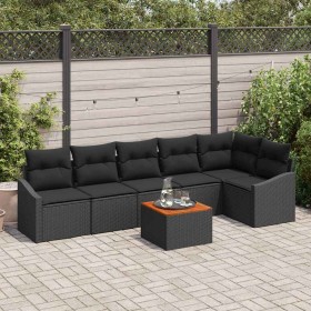 Conjunto de sofás de jardín 7 pcs Negro ratán sintético en Sofás de exterior | Comprar online en Foru.es