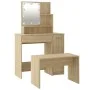 Juego de tocador con LED madera contrachapada roble Sonoma de vidaXL, Tocadores para dormitorios - Ref: Foro24-3114117, Preci...