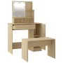 Juego de tocador con LED madera contrachapada roble Sonoma de vidaXL, Tocadores para dormitorios - Ref: Foro24-3114117, Preci...