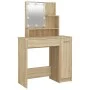 Juego de tocador con LED madera contrachapada roble Sonoma de vidaXL, Tocadores para dormitorios - Ref: Foro24-3114117, Preci...