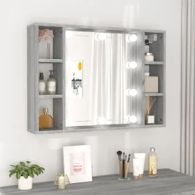 Mueble con espejo y LED color gris Sonoma 76x15x55 cm de vidaXL, Tocadores de baño - Ref: Foro24-820446, Precio: 57,00 €, Des...