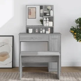 Sonoma grauer Schminktisch mit Spiegel 86,5x35x136 cm von vidaXL, Schlafzimmerkommoden - Ref: Foro24-820494, Preis: 91,71 €, ...