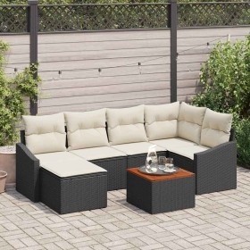 Conjunto de sofás de jardín 7 pcs Negro ratán sintético en Sofás de exterior | Comprar online en Foru.es