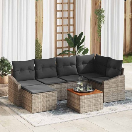 Conjunto de sofás de jardín 7 pcs Gris ratán sintético en Sofás de exterior | Comprar online en Foru.es