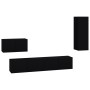 Set de muebles para TV 4 piezas madera contrachapada negro de vidaXL, Muebles TV - Ref: Foro24-3114335, Precio: 173,47 €, Des...