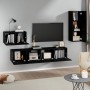 Set de muebles para TV 4 piezas madera contrachapada negro de vidaXL, Muebles TV - Ref: Foro24-3114335, Precio: 173,47 €, Des...