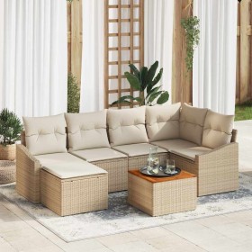 Conjunto de sofás de jardín 7 pcs Beige ratán sintético en Sofás de exterior | Comprar online en Foru.es