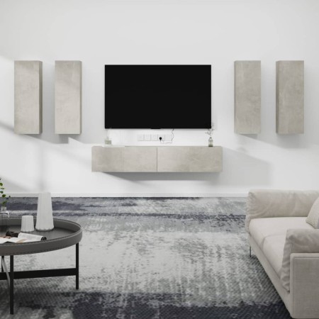 Set de muebles de TV 6 pzas madera contrachapada gris hormigón de vidaXL, Muebles TV - Ref: Foro24-3114345, Precio: 293,20 €,...