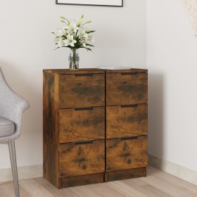 Aparadores 2 uds madera contrachapada roble ahumado 30x30x70 cm de vidaXL, Aparadores - Ref: Foro24-817013, Precio: 77,42 €, ...