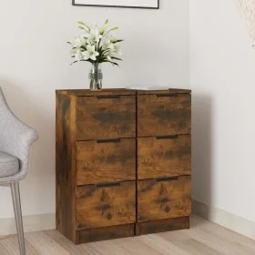 Aparadores 2 uds madera contrachapada roble ahumado 30x30x70 cm de vidaXL, Aparadores - Ref: Foro24-817013, Precio: 76,46 €, ...