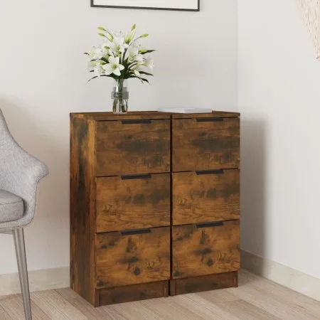 Aparadores 2 uds madera contrachapada roble ahumado 30x30x70 cm de vidaXL, Aparadores - Ref: Foro24-817013, Precio: 76,46 €, ...