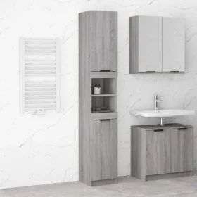 Sonoma grau Sperrholz Badezimmerschrank 32x34x188,5 cm von vidaXL, Schließfächer und Lagerschränke - Ref: Foro24-817070, Prei...