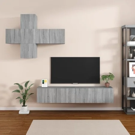 Set de muebles de TV 7 pzas madera contrachapada gris sonoma de vidaXL, Muebles TV - Ref: Foro24-3114508, Precio: 177,68 €, D...