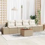 Conjunto de sofá de jardín con cojín 5 pcs Beige Poliratán en Sofás de exterior | Comprar online en Foru.es