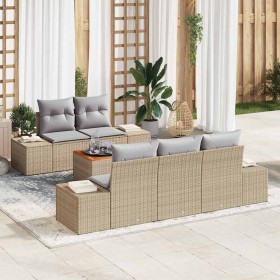 Conjunto de sofás de jardín 6 pcs Beige ratán sintético en Sofás de exterior | Comprar online en Foru.es