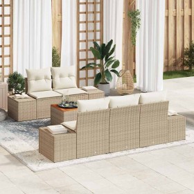Conjunto de sofás de jardín 6 pcs Beige ratán sintético en Sofás de exterior | Comprar online en Foru.es