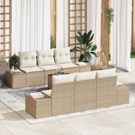 Conjunto de sofás de jardín 7 pcs Beige ratán sintético en Sofás de exterior | Comprar online en Foru.es