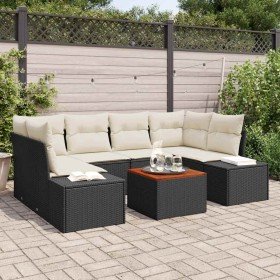 Conjunto de sofá de jardín con cojín 7 pcs Negro Poliratán en Sofás de exterior | Comprar online en Foru.es